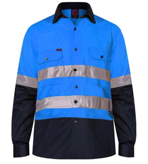 Ritemate 2 Tone Open Front Shirt L/S 50MM Reflective Tape Ritemate 2 Tone Open Front Shirt L/S 50MM Reflective Tape